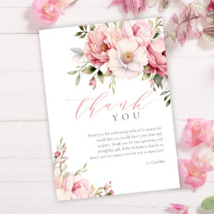 Cartão De Agradecimento Bebê Rosa Elegante Em Chá de fraldas De Blogueira