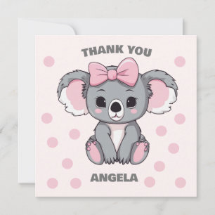 Cartão De Agradecimento Bebê Rosa Koala Bear