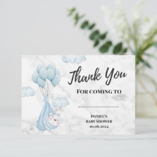 Cartão De Agradecimento Bebê Urso Polar de Mármore Branco