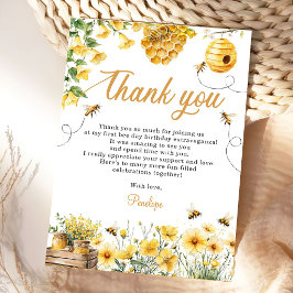 Cartão De Agradecimento Bee Flower Yellow Birthday