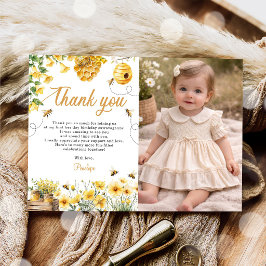 Cartão De Agradecimento Bee Flower Yellow Birthday Photo