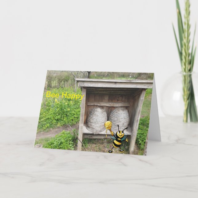 Cartão De Agradecimento Bee Happy. placa de vazio (Frente)