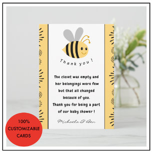 Cartão De Agradecimento Bee, obrigado, Cartões, doce como Chá de fraldas d