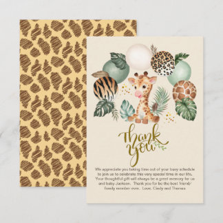 Cartão De Agradecimento Beige Bonitinho Girafa Safari Beige Impressão Anim