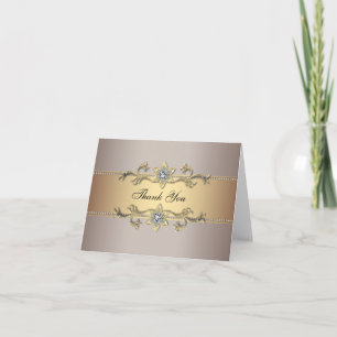 Cartão De Agradecimento Beige Champagne Gold Thank You Cards