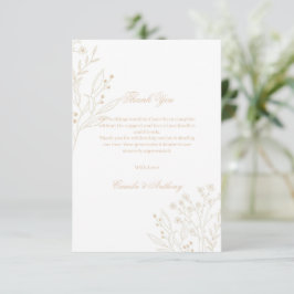 Cartão De Agradecimento Beige Corner Floral Boho Wedding