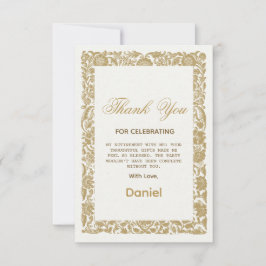 Cartão De Agradecimento Beige Floral Surpresa Party 2025