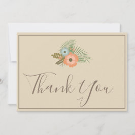 Cartão De Agradecimento Beige Obrigado Linda floral