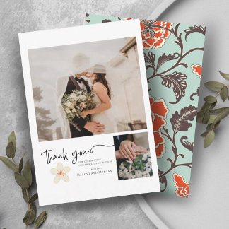 CARTÃO DE AGRADECIMENTO BEIGE PEONY PHOTO CHINOISERIE