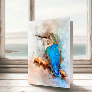 Cartão De Agradecimento Beija-flor vibrante em aquarela em um galho