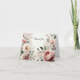 Cartão De Agradecimento Beijo Floral Peônia e Rosa Serenata