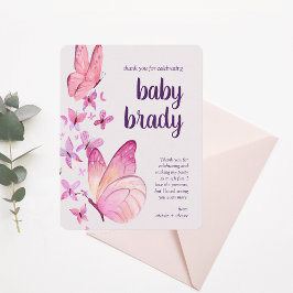 Cartão De Agradecimento Beijos borboletas e desejos de bebês | Borboleta R