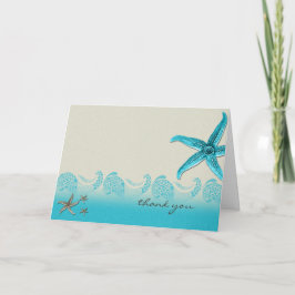 Cartão De Agradecimento Beira-mar no obrigado da areia e do Aqua você