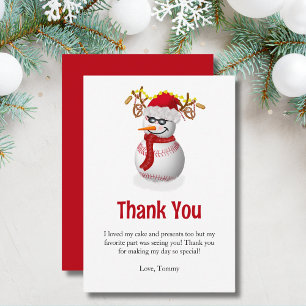 Cartão De Agradecimento Beisebol De Snowman Decorado Com Ameaças Obrigado