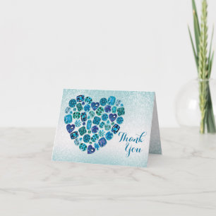 Cartão De Agradecimento Bejeweled Heart Thank You Note Card