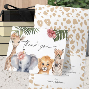 Cartão De Agradecimento Bela Chá de Animais Safari Obrigado