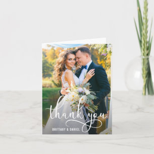 Cartão De Agradecimento Bela Nota Fotográfica de Casamento de Script de C