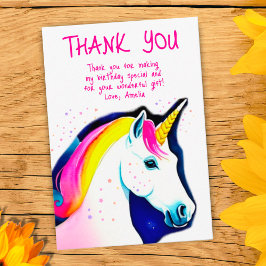 Cartão De Agradecimento Bela Unicórnio, Garota de Estrelas Mágicas