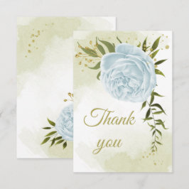 Cartão De Agradecimento belas flores azuis botânicas verdes