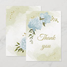 Cartão De Agradecimento belas flores azuis botânicas verdes