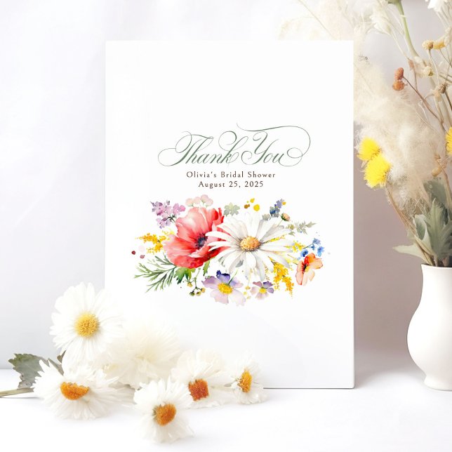 Cartão De Agradecimento Belas Flores Silvestres Pequeno Obrigado (Wildflowers small thank you cards)