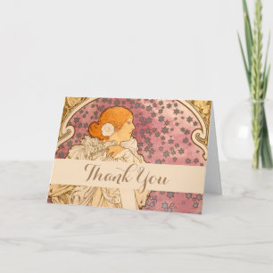 Cartão De Agradecimento Beleza da Mulher Mucha Art Nouveau