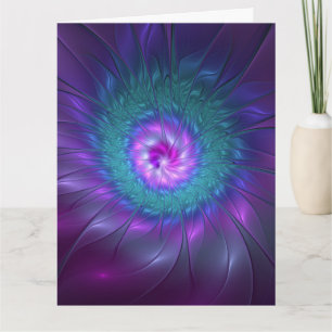 Cartão De Agradecimento Beleza Floral Abstrata Arte Fractal Colorida Flor