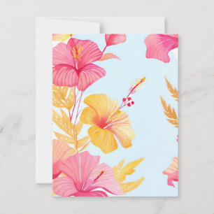Cartão De Agradecimento Belíssimo Hibisco Flor Tropical Aquarela