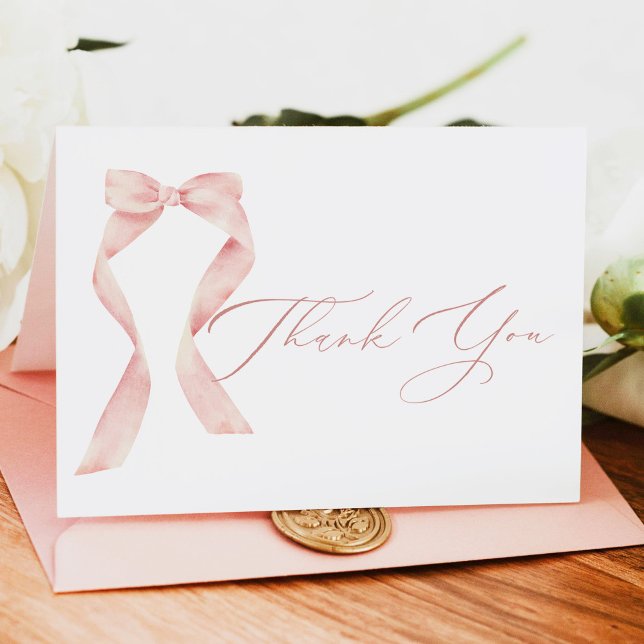 Cartão De Agradecimento BELLA Blush Bow Ela Está Se Casando Obrigada (Criador carregado)