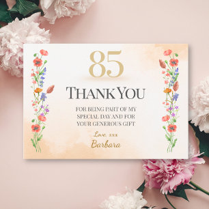 Cartão De Agradecimento Belo 85.º aniversário - Design de flor selvagem