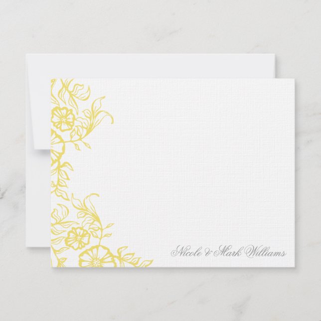 Cartão De Agradecimento Belo Amarelo e Cinza Personalizado, Obrigado (Frente)