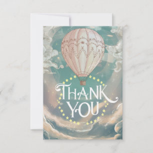 Cartão De Agradecimento Belo Balão de Ar Quente do Rainbow