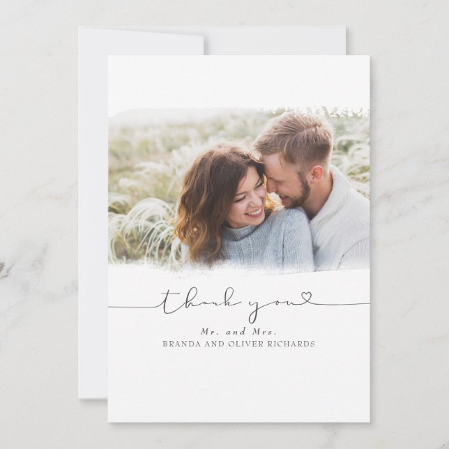 Cartão De Agradecimento Belo Casamento Bonito, Obrigado Foto (Frente)
