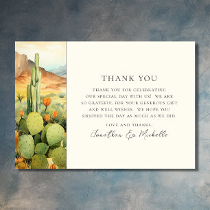 Cartão De Agradecimento Belo Casamento de Cactus Desert Watercolor