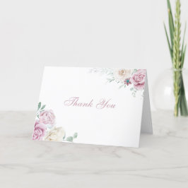 Cartão De Agradecimento Belo Casamento Floral De Branco E Blush Botânico