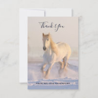 Belo Cavalo Branco Correndo na Neve Obrigado