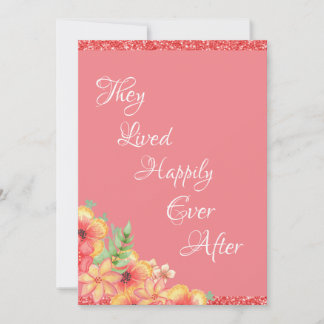 Cartão De Agradecimento Belo Coral Floral Rosa Casamento