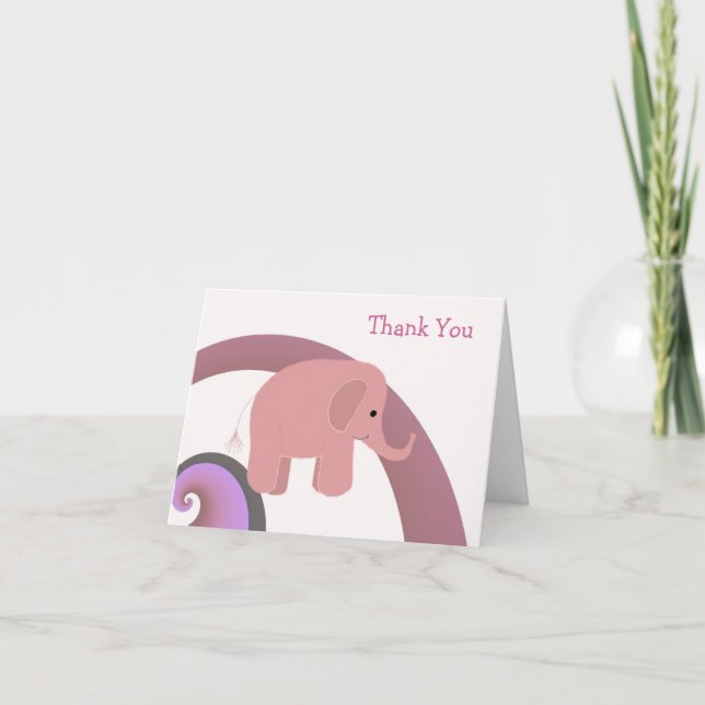 Cartão De Agradecimento Belo Elefante De Bebê Obrigado (Frente)