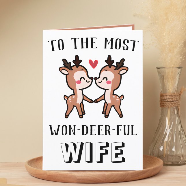 Cartão De Agradecimento Belo Engraçado Deer Buck Maravilhoso Esposa Aniver (cute deer birthday card for wife)