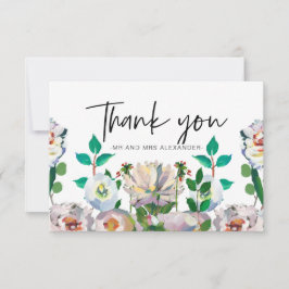 Cartão De Agradecimento Belos Flores em Aquarela Pastel