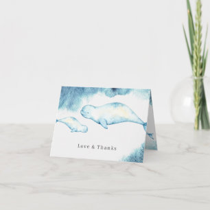 Cartão De Agradecimento Beluga Chá de fraldas Oceano Obrigado