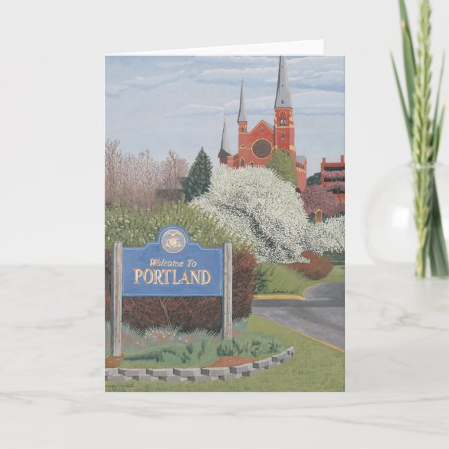 Cartão De Agradecimento Bem-vindo a Portland Maine (Frente)