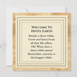 Cartão De Agradecimento Bem-Vindo Ao Hotel Earth Flat Card