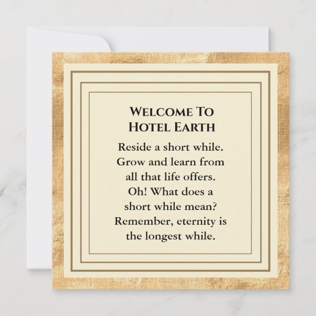 Cartão De Agradecimento Bem-Vindo Ao Hotel Earth Flat Card (Frente)