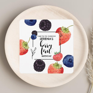 Cartão De Agradecimento Berry First   PRIMEIRO ANIVERSARIO   Quadrado de B