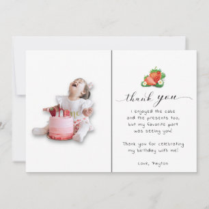 Cartão De Agradecimento Berry First Watercolor Strawberry Birthday Foto