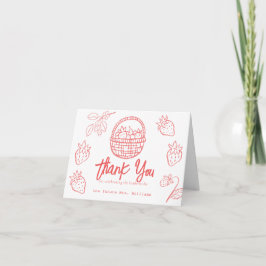 Cartão De Agradecimento Berry in Love Hand-drawn Strawberry Bridal Shower