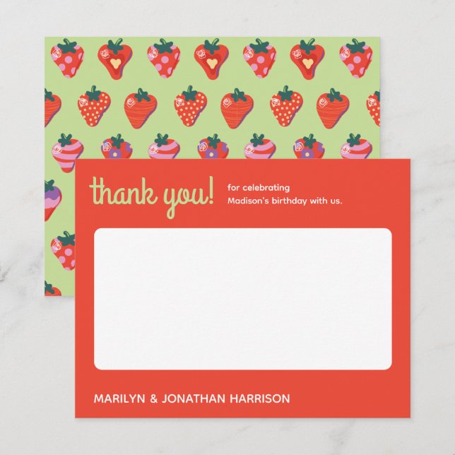 Cartão De Agradecimento Berry Special Morango Aniversário - Kiwi (Frente/Verso)