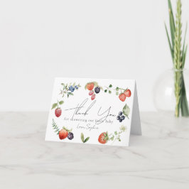 Cartão De Agradecimento Berry Sweet Berries Watercolor Girl Baby Shower