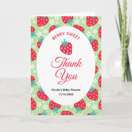 Cartão De Agradecimento Berry Sweet Green Strawberry Baby Shower